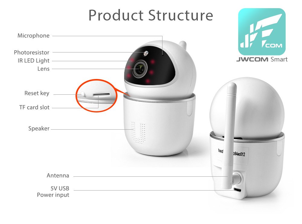 Jwcom Smart Câmera Ip 1080p Hd Wifi Wireless Visão Noturna SA-CAM11