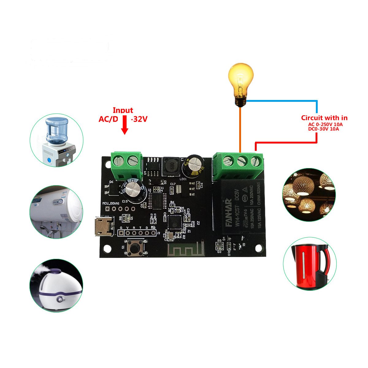 Jwcom Smart Interruptor Wifi Mini Diy SA-PU01 -Pulso Alexa/Google Home