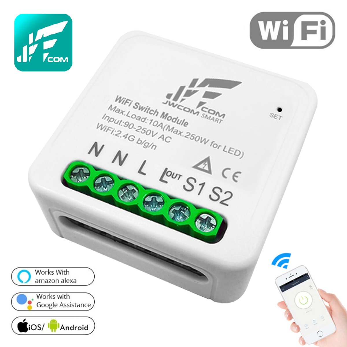Jwcom Smart Interruptor Wifi Mini Diy SA-SM12B Alexa/Google Home