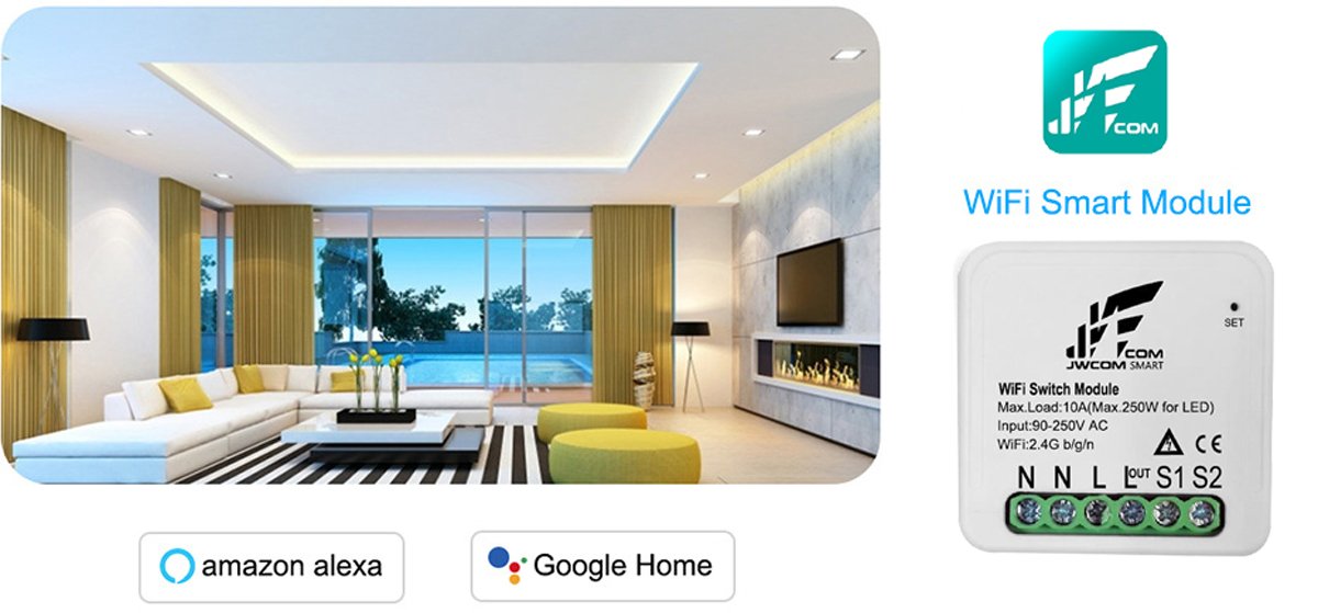 Jwcom Smart Interruptor Wifi Mini Diy SA-SM12B Alexa/Google Home
