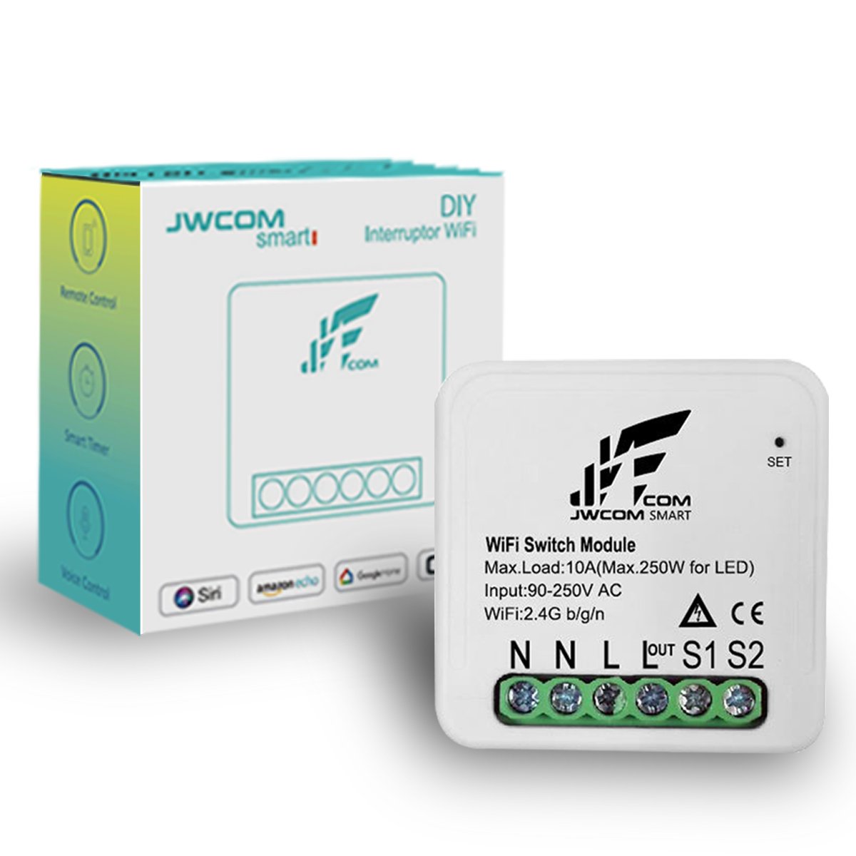 Jwcom Smart Interruptor Wifi Mini Diy SA-SM12B Alexa/Google Home