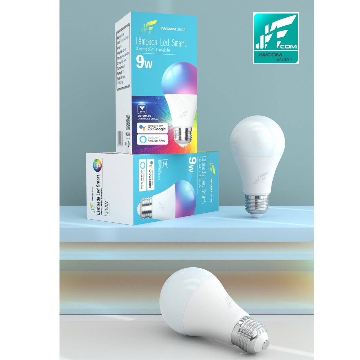 Lâmpada RGB Inteligente Wifi E27 SA-LP609R  Alexa/Google Home