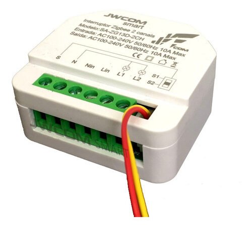 Mini Zigbee Inteligente Jwcom Smart SA-ZG13-2CH (Alexa Google Siri)