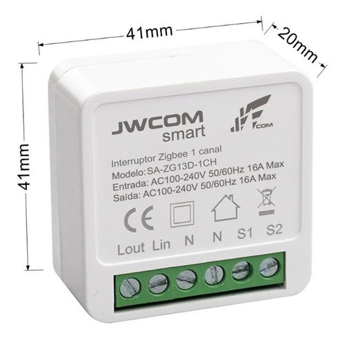 Mini Zigbee Inteligente Jwcom Smart SA-ZG13-1CH (Alexa Google Siri)