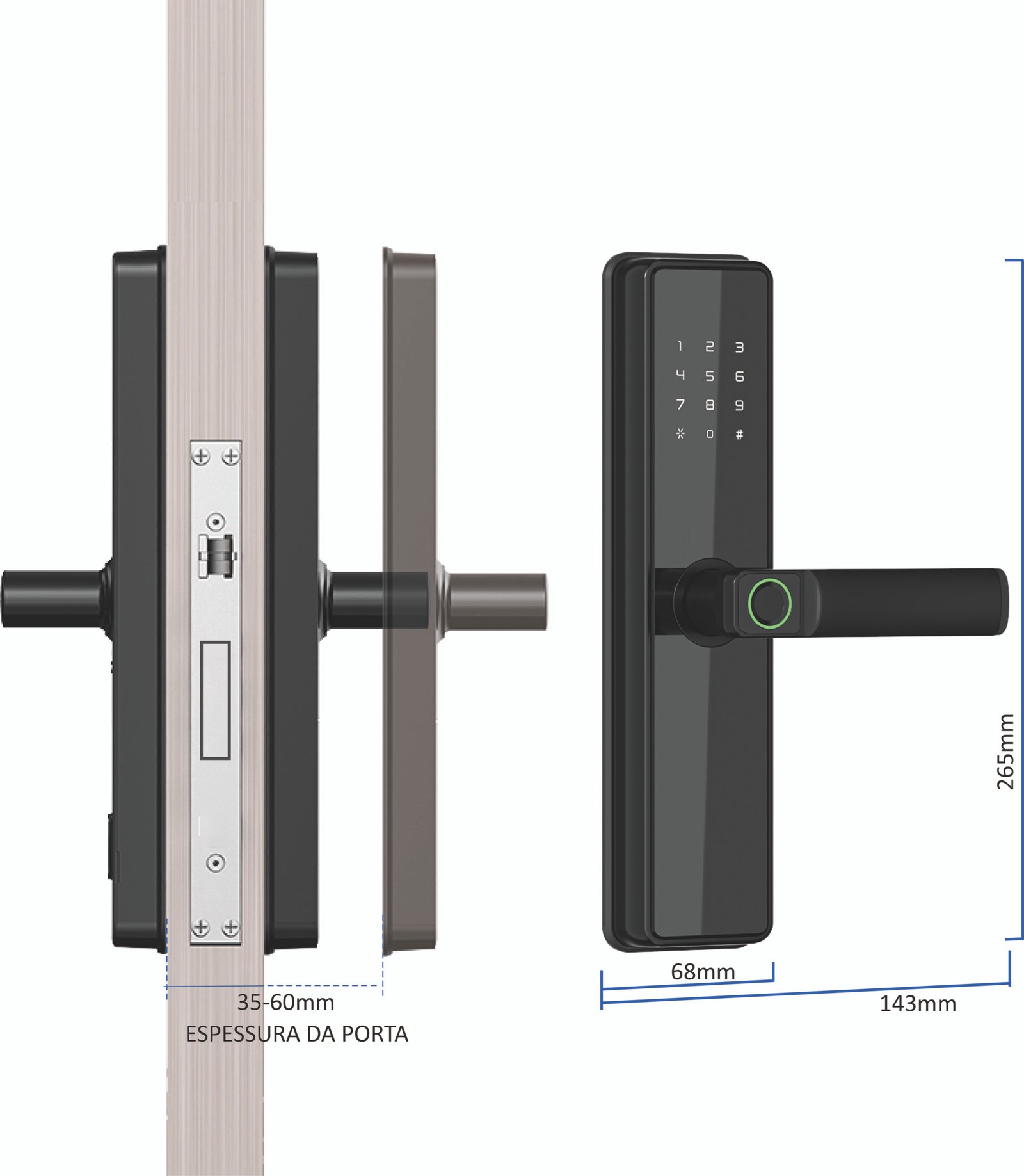 Fechadura Digital Inteligente Biométrica Senha Wi-fi Cartão SA-FD07