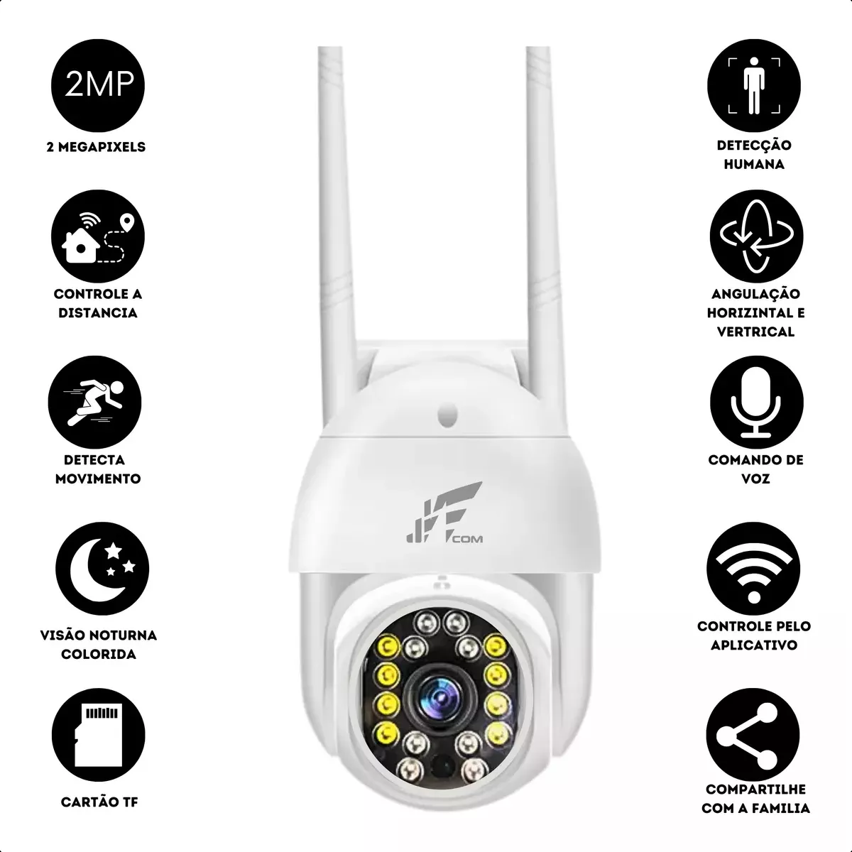 Câmera Inteligente Jwcom Smart Com Visão Noturna 2mp Hd S/Fio Wifi  SA-CAM11