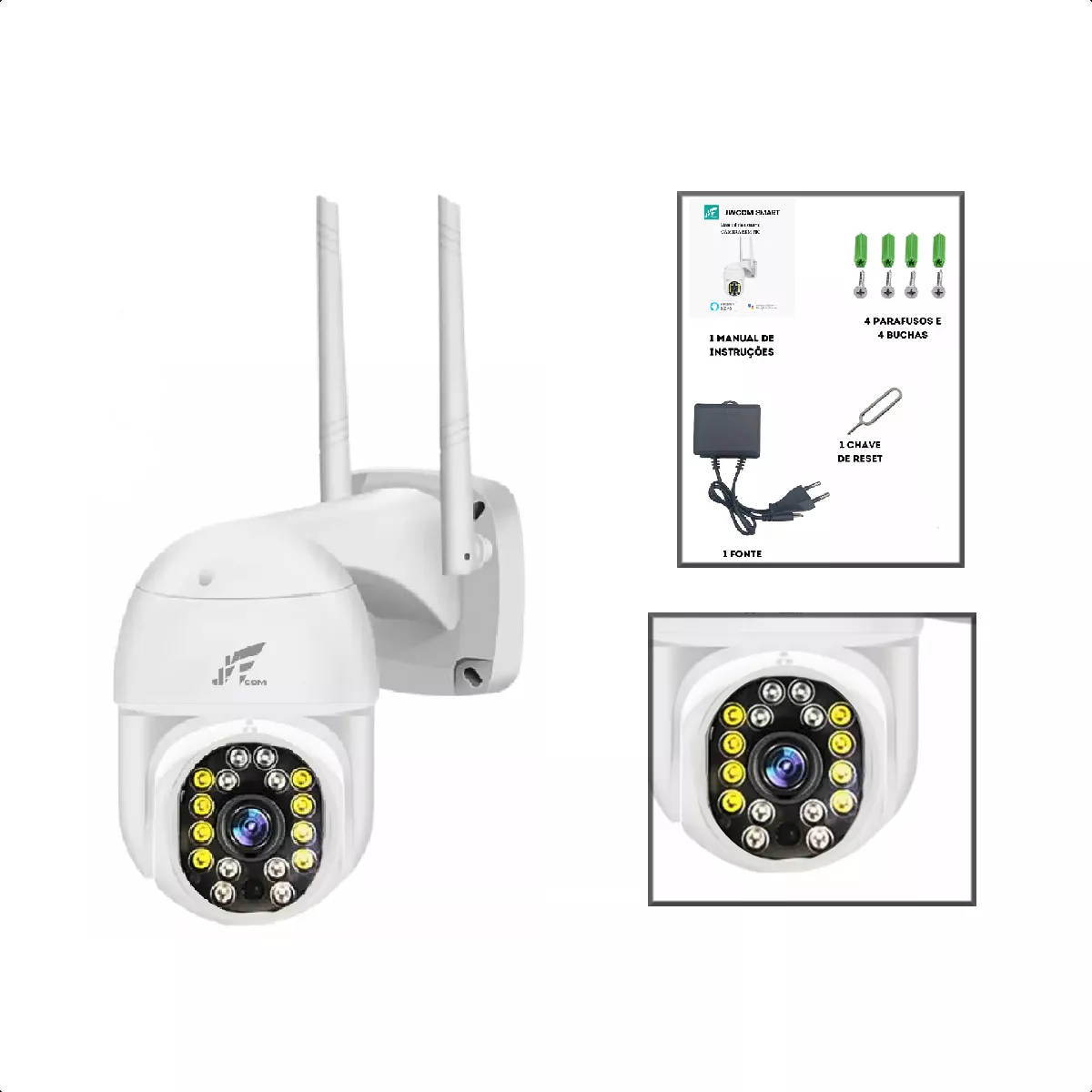 Câmera Inteligente Jwcom Smart Com Visão Noturna 2mp Hd S/Fio Wifi  SA-CAM11