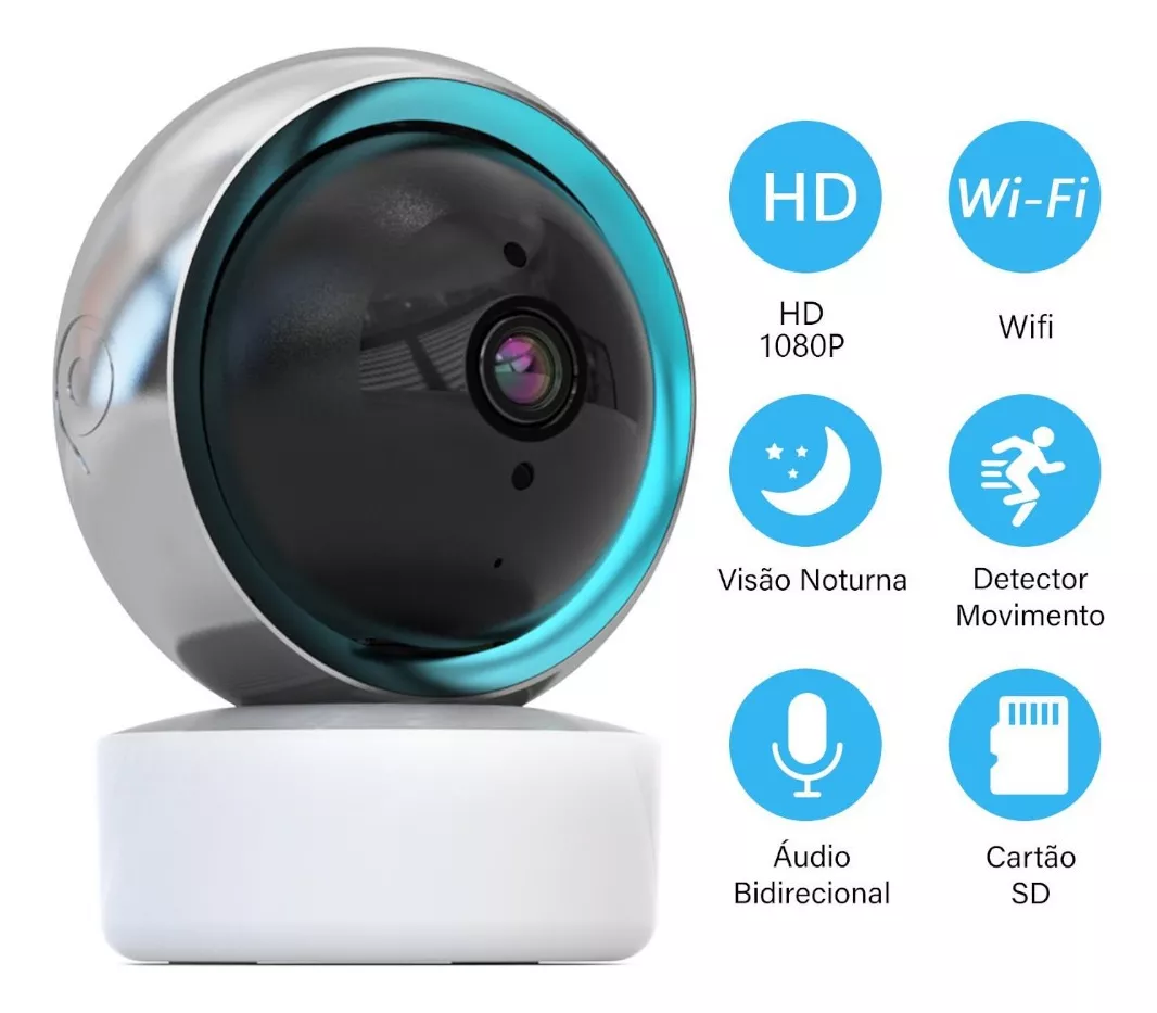 Câmera Inteligente Jwcom Smart Com Visão Noturna 2mp Hd S/Fio Wifi  SA-CAM03