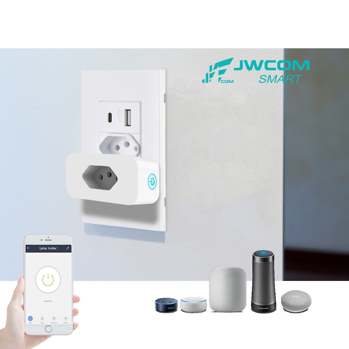 Tomada Inteligente Wifi Jwcom Smart SA-026N-G20A Compatível com Alexa e Google Home