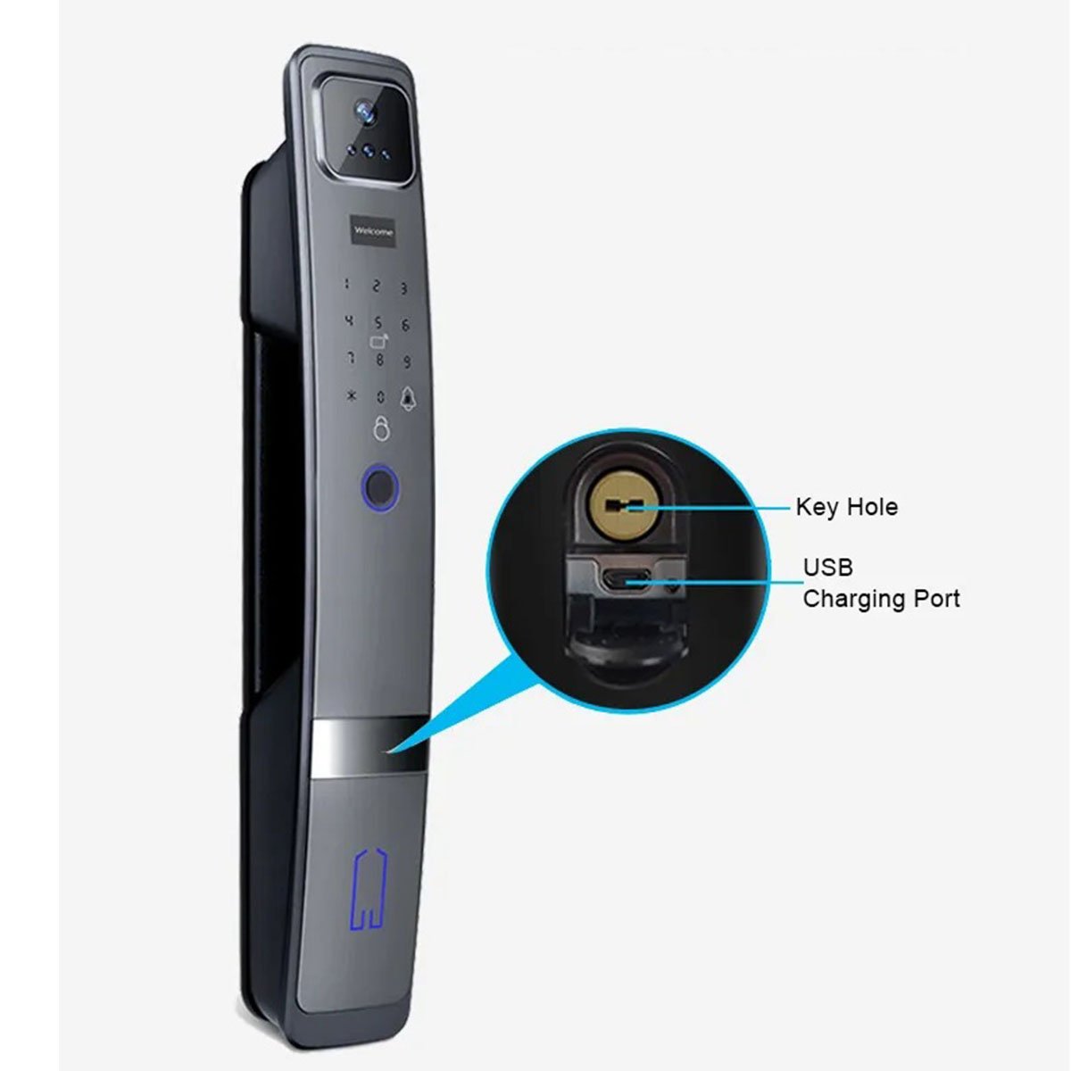 Fechadura Digital Inteligente Biométrica Senha Wi-fi Cartão SA-FDH20