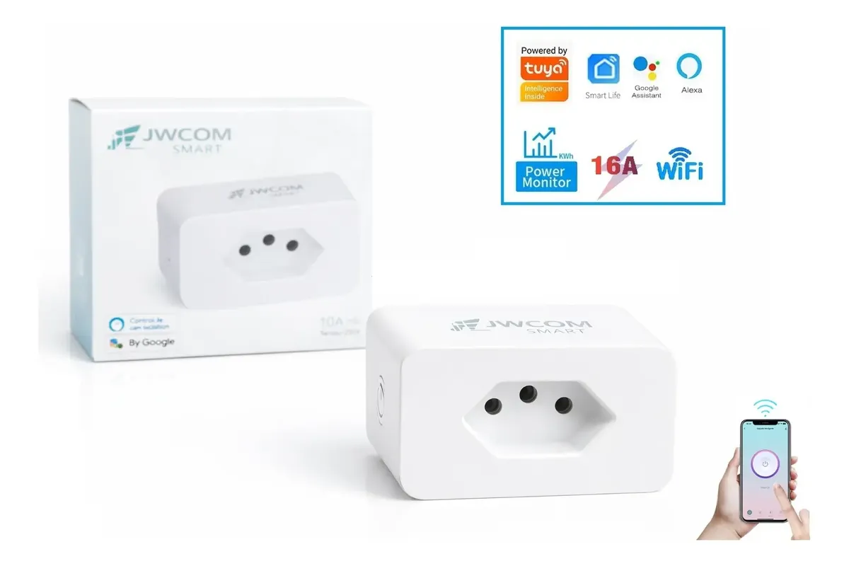 Tomada Inteligente Wi-Fi Jwcom Smart Alexa e Google Home - SA-028N-G16 - Imagem 3