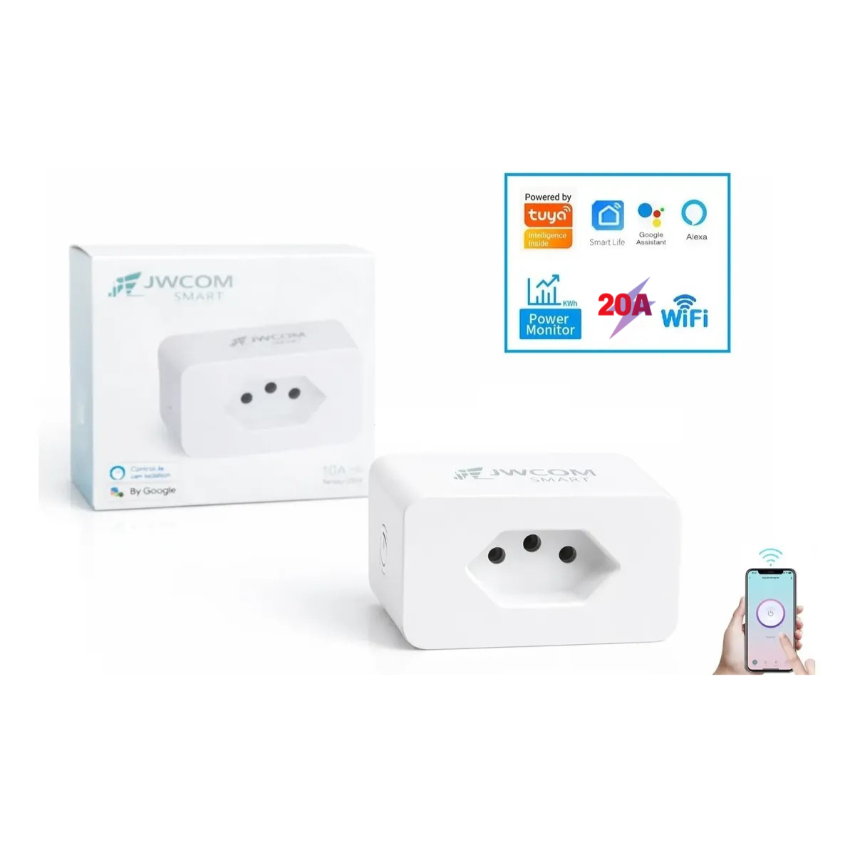 Tomada Inteligente Wifi Jwcom Smart SA-028N-G20 Alexa e Google Home