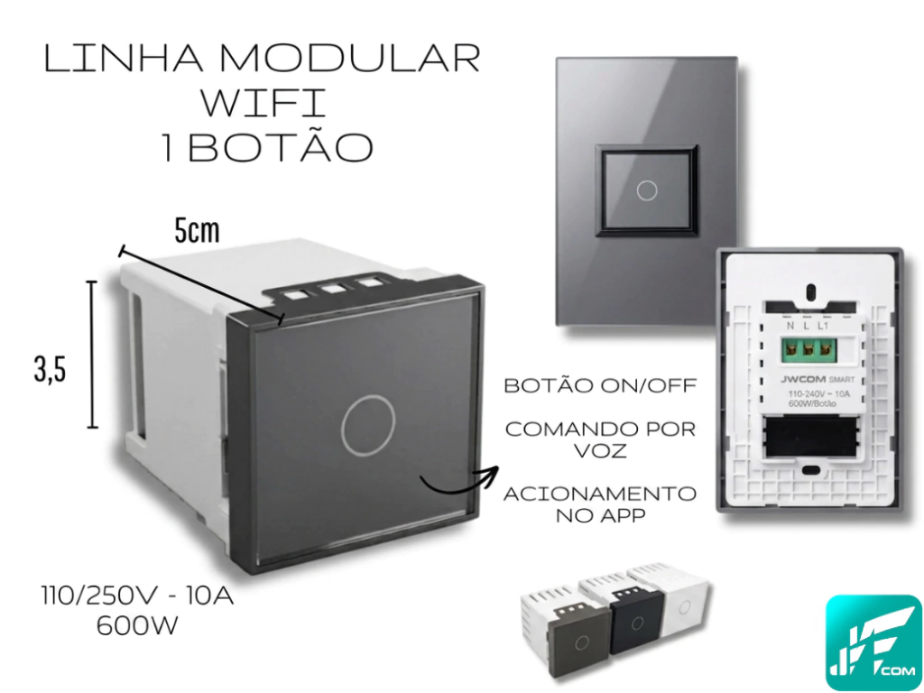 MODULO INTERRUPTOR INTELIGENTE WIFI 1 Canal MD-M6AS JWCOM SMART - Imagem 3