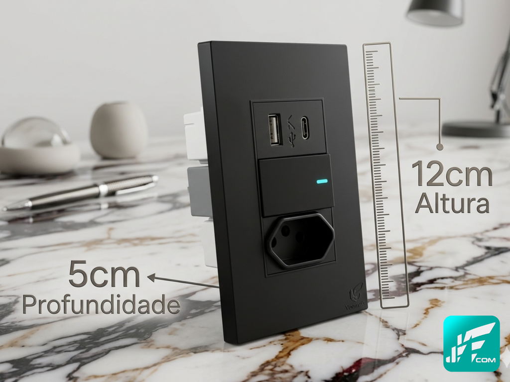 Conjunto de Tomada 10A com USB, USB-C e Interruptor em Cores SU-513