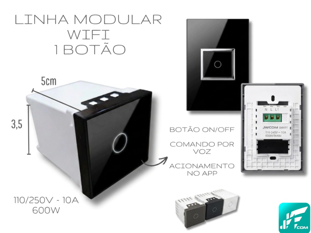 MODULO INTERRUPTOR INTELIGENTE WIFI 1 Canal MD-M6AS JWCOM SMART - Imagem 2