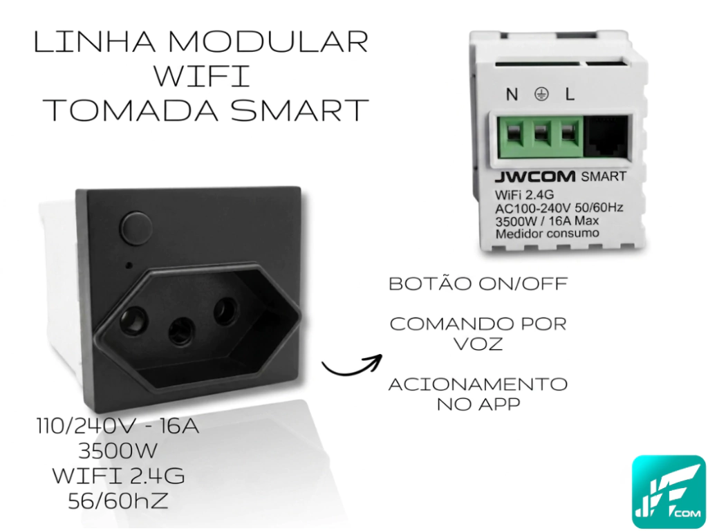 MODULO TOMADA INTELIGENTE WIFI MD-M3S JWCOM SMART - Imagem 2
