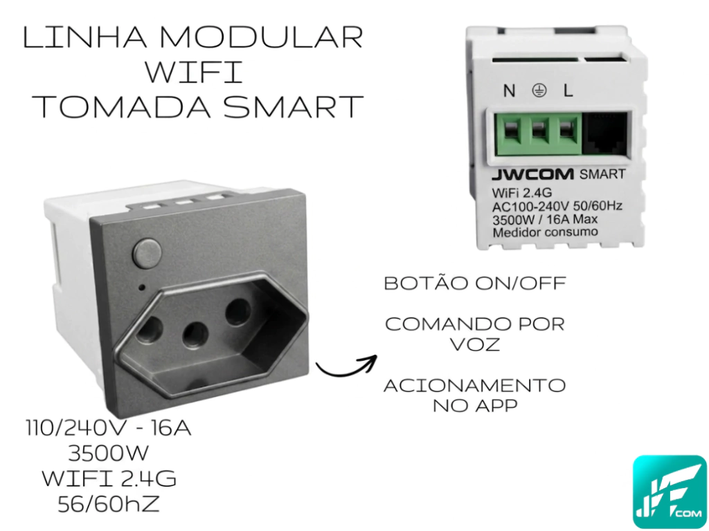 MODULO TOMADA INTELIGENTE WIFI MD-M3S JWCOM SMART - Imagem 3