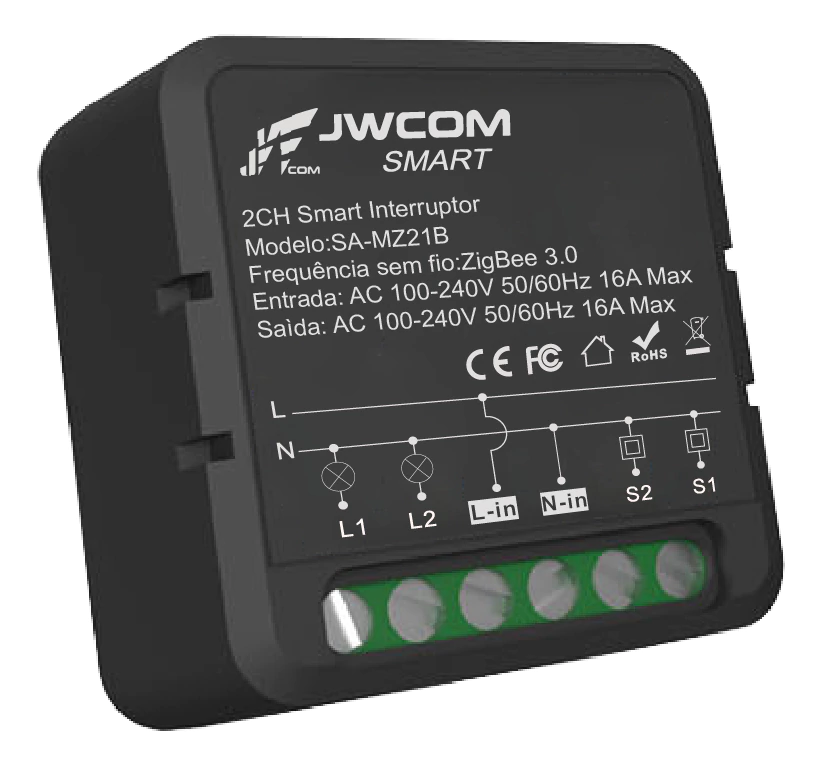 Mini Módulo Relé Interruptor Zigbee 2ch 16a Sa-mz21b-ch02