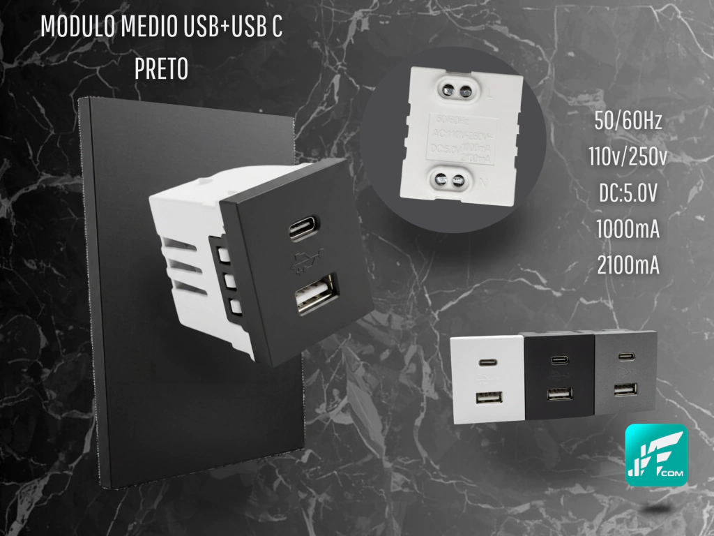 Modulo Carregador Usb+USB C MD-M5 Jwcom Smart - Imagem 3