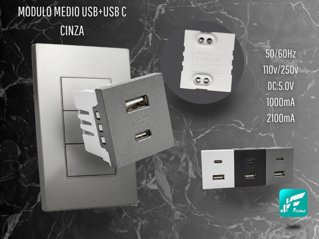 Modulo Carregador Usb+USB C MD-M5 Jwcom Smart - Imagem 4