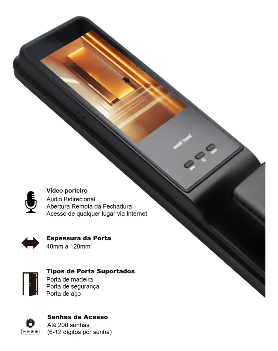Fechadura Digital Jwcom Reconhecimento Facial Tuya Wifi H60 - Imagem 4