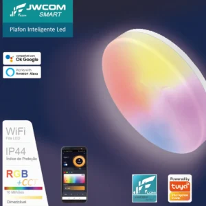 Plafon Luminária Redonda Inteligente JWCOM Smart SA LP220RC Cores RGB 6500 K