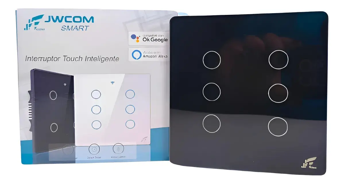 Interruptor Wifi Inteligente 4x4 6 Botões Smart Touch Alexa Cor Preto
