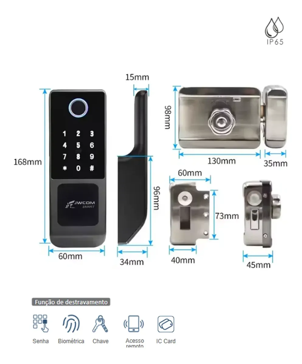 Fechadura Inteligente Jwcom Ip65 Sem Maçaneta - Imagem 4