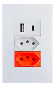 Tomada Modular Usb Tipo C De Parede Bivolt Atualizável 20a