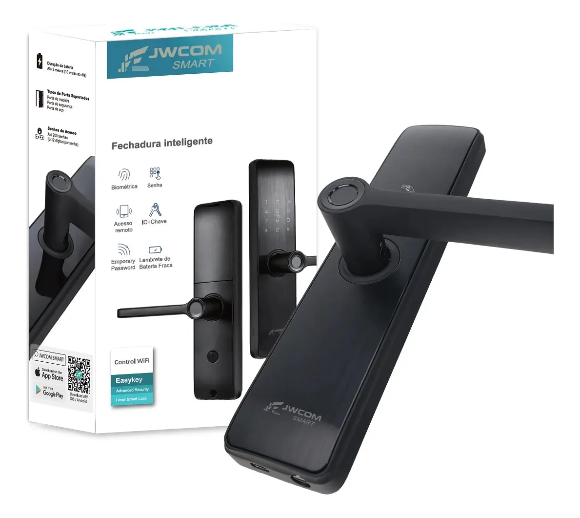 Fechadura Digital Inteligente Wifi Biometria Jwcomsmart V517 - Imagem 2