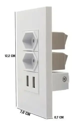 Tomada Dupla USB Embutir Bivolt Jwcom 10A 2 Saídas USB Branco - Imagem 3