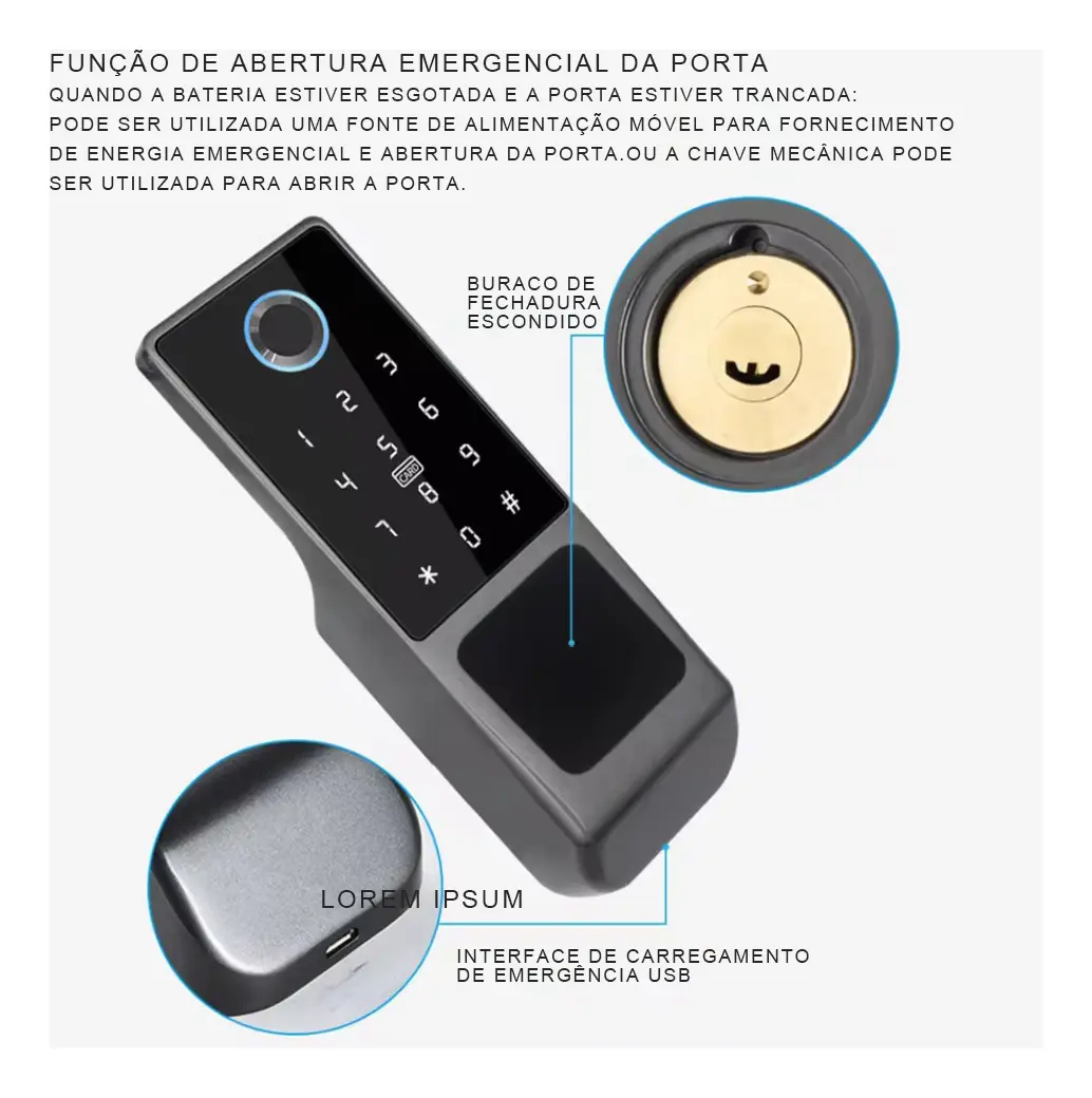 Fechadura Inteligente Jwcom Ip65 Sem Maçaneta - Imagem 5