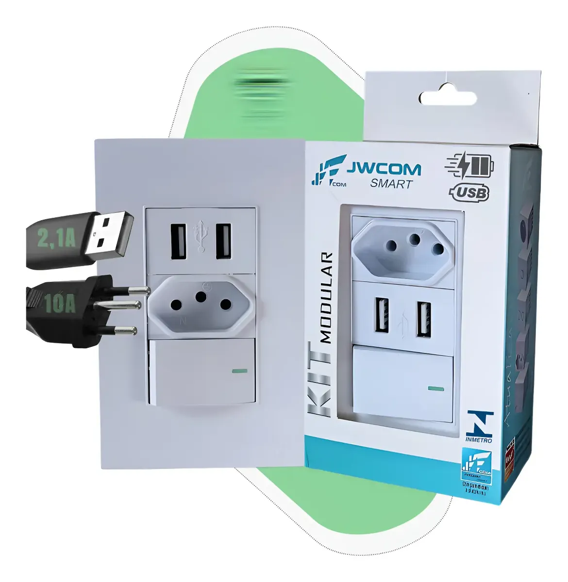 Tomada Usb Interruptor 1 Tecla 10a Carregador Tomada Parede