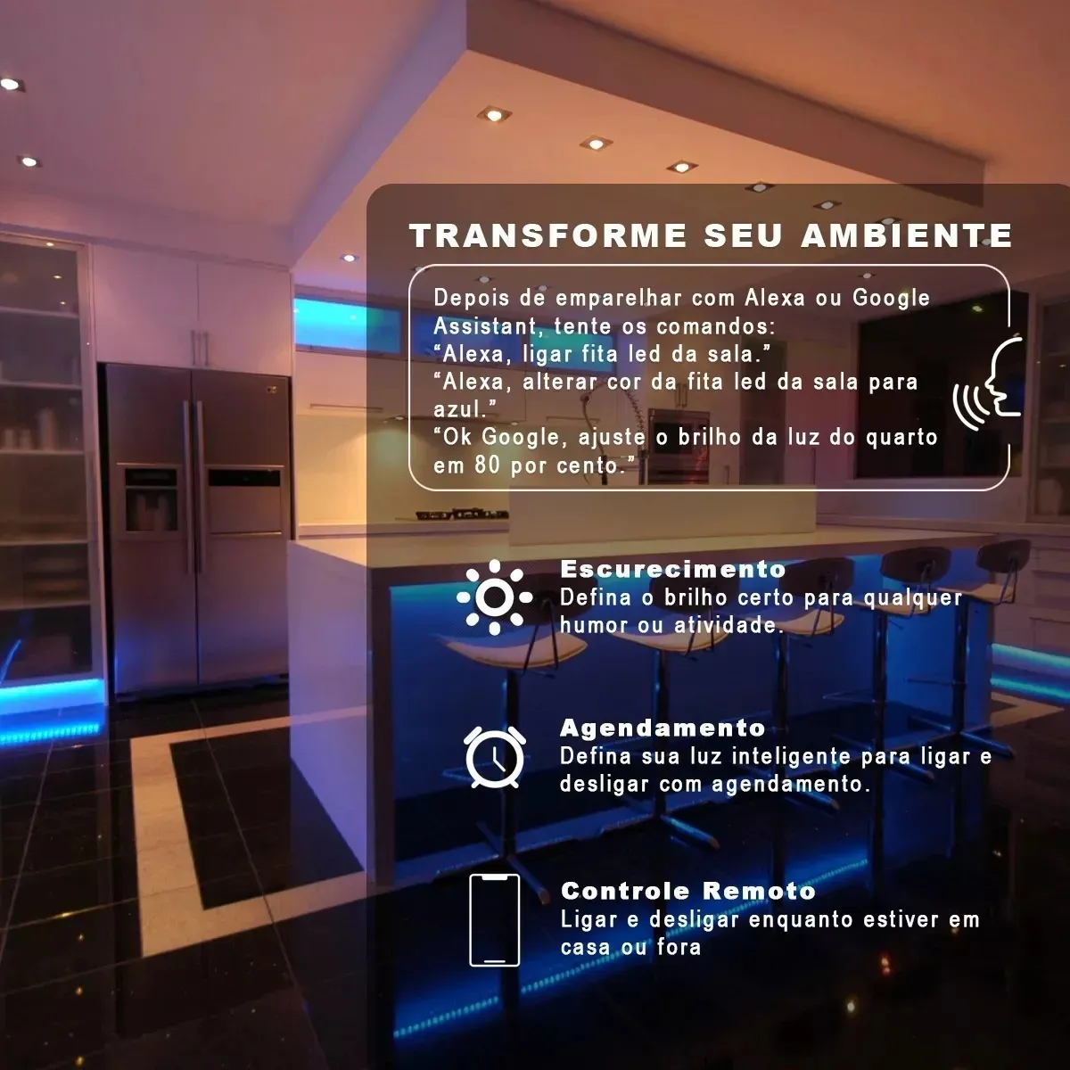 Fita Led Rgb Inteligente 5050 Smart Wifi 5m + Fonte Alexa Rgb - Imagem 4