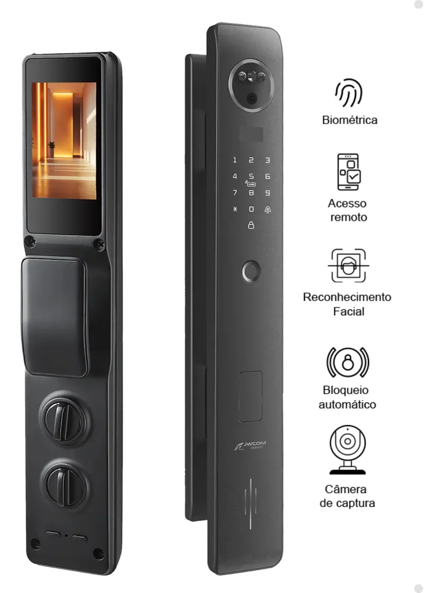 Fechadura Digital Jwcom Reconhecimento Facial Tuya Wifi H60 - Imagem 2