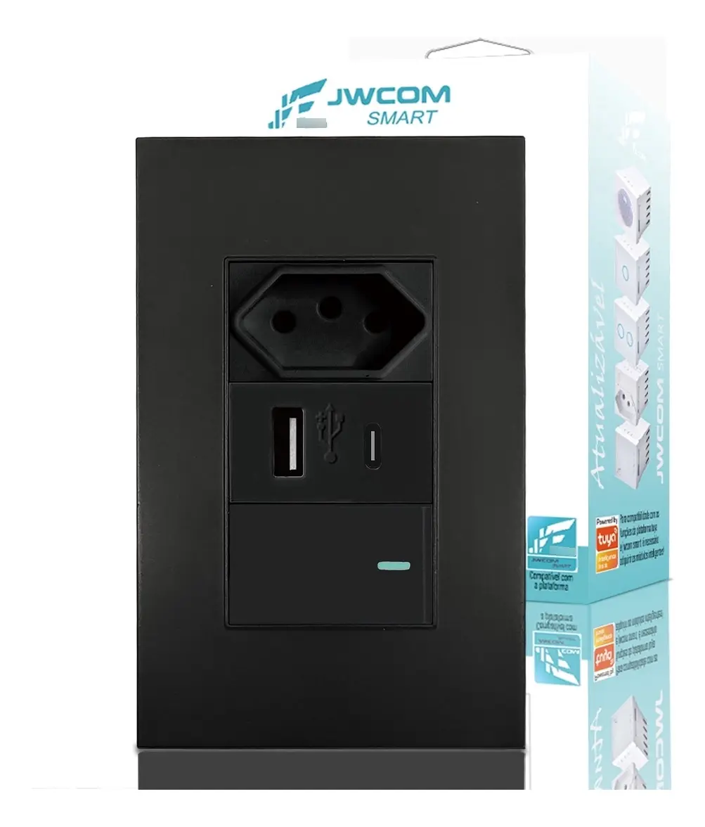 Tomada Interruptor Paralelo + Usb Tipo C De Parede Universal - SU-537PT