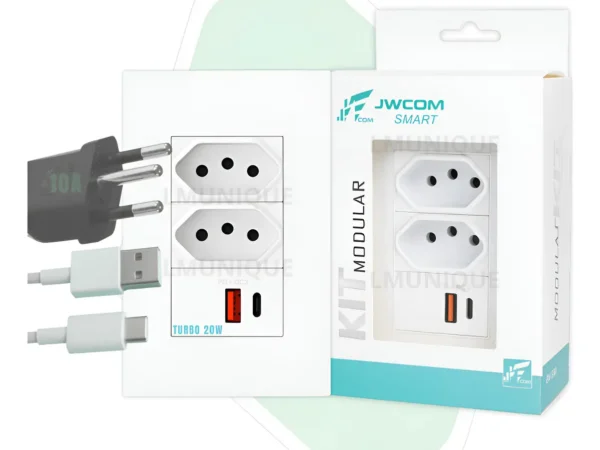 Tomada Parede 10a Dupla Usb C Carregador Turbo Pd Qc 20w Cor Branca