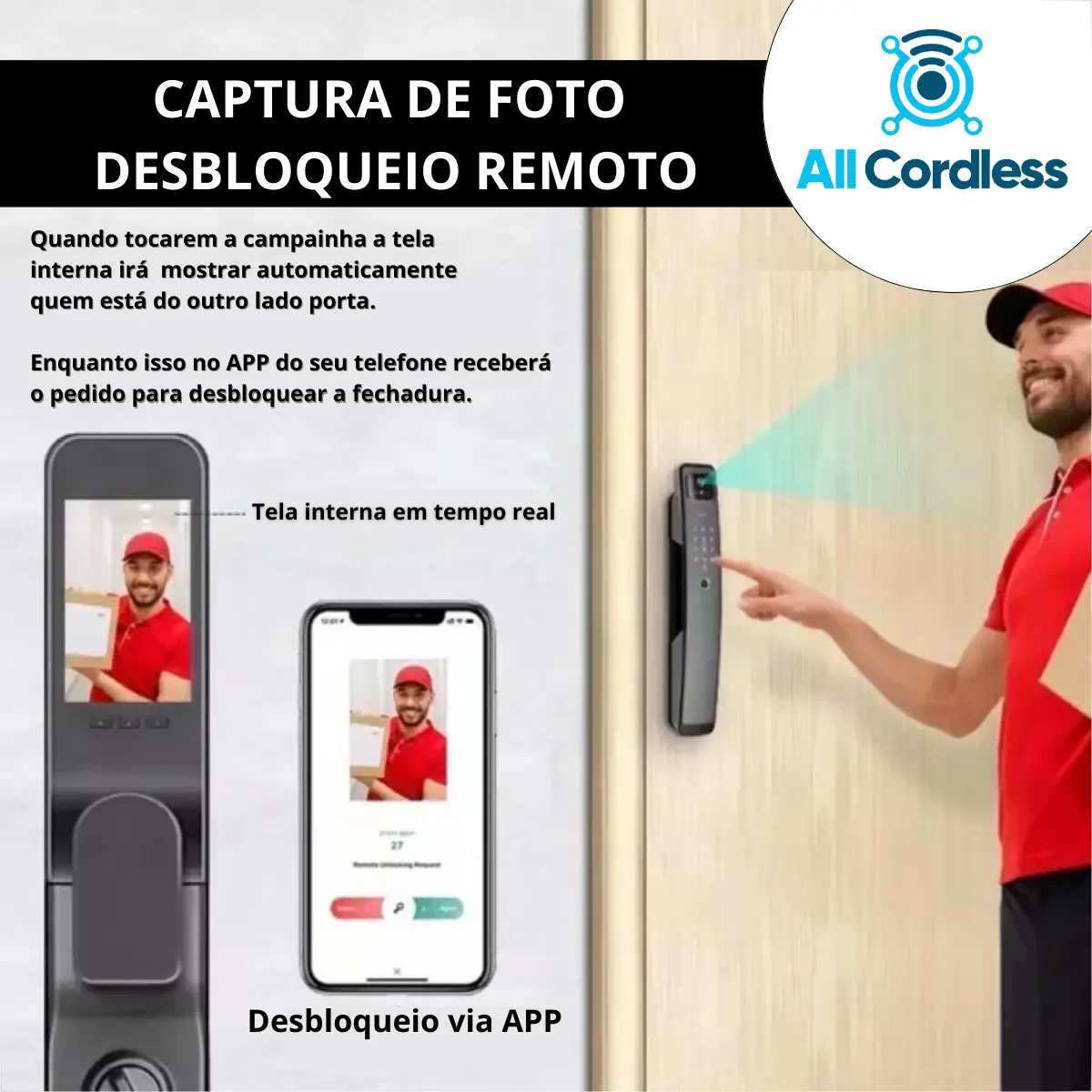 Fechadura Digital Inteligente Wi-fi Com Reconhecimento Facial - Imagem 4