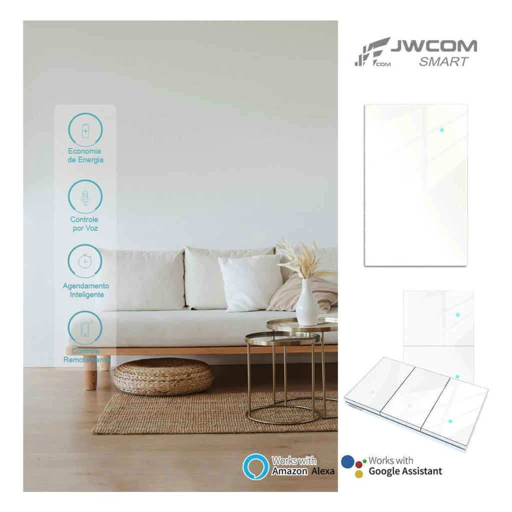 Interruptor Inteligente Tecla Física 1 Botões Zigbee Jwcom SA-ZB217A - Imagem 3