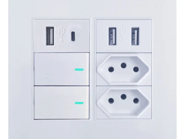 Conjunto de Interruptor e Tomada Usb E Tipo C De Parede Atualizável