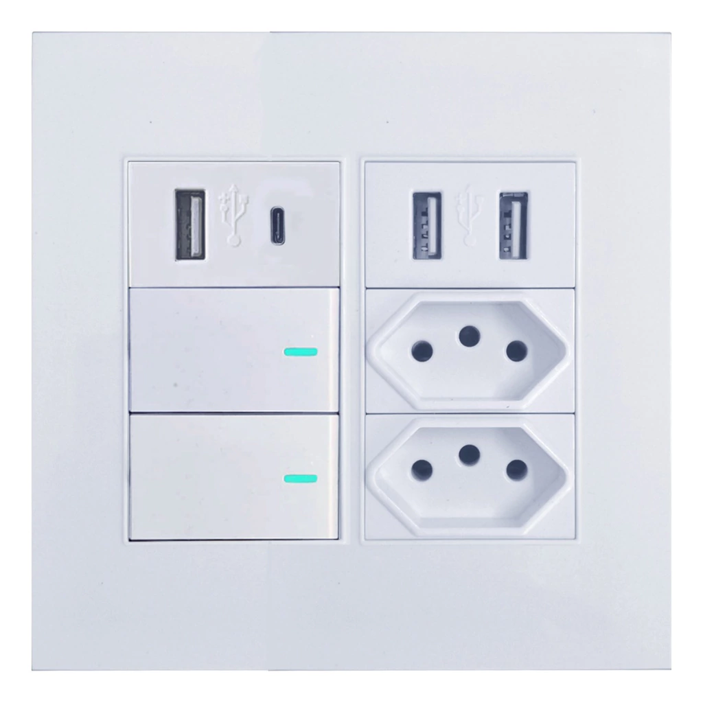 Conjunto de Interruptor e Tomada Usb E Tipo C De Parede Atualizável