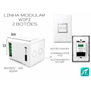 MODULO INTERRUPTOR INTELIGENTE WIFI 2 Canais MD-M6BS JWCOM SMART