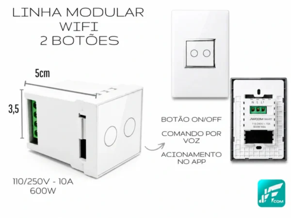 MODULO INTERRUPTOR INTELIGENTE WIFI 2 Canais MD-M6BS JWCOM SMART