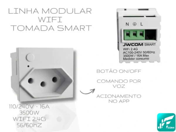 MODULO TOMADA INTELIGENTE WIFI MD-M3S JWCOM SMART