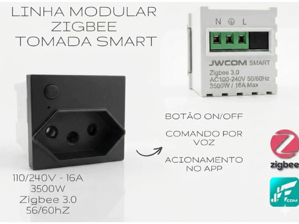 MODULO TOMADA INTELIGENTE - Zigbee SU-MD-M3Z JWCOM SMART - Imagem 2