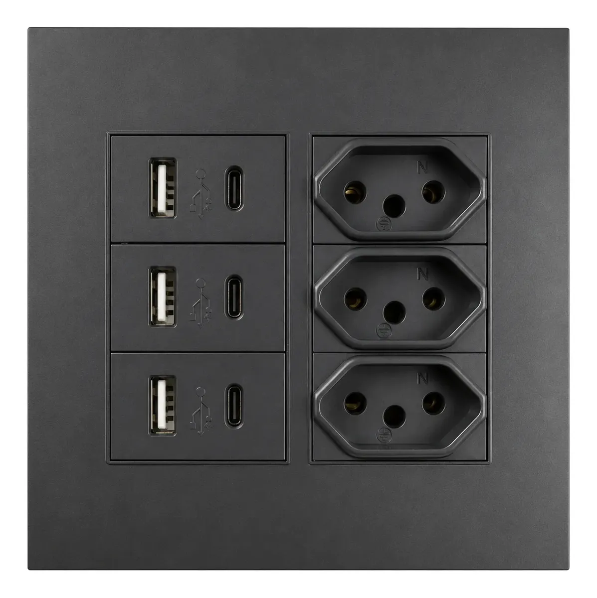 Tomada Usb E Tipo C Modular E Parede Bivolt Atualizável - SU-44P333555-CP
