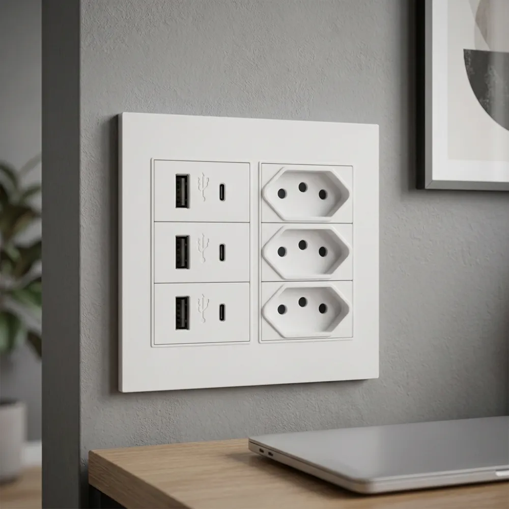 Tomada Usb E Tipo C Modular E Parede Bivolt Atualizável - SU-44P333555 - Imagem 2
