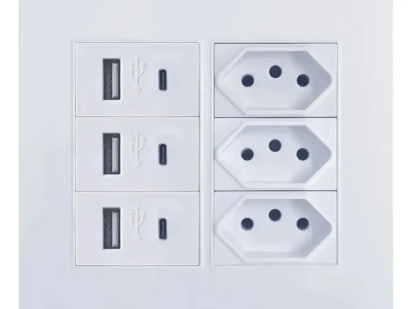 Tomada Usb E Tipo C Modular E Parede Bivolt Atualizável - SU-44P333555
