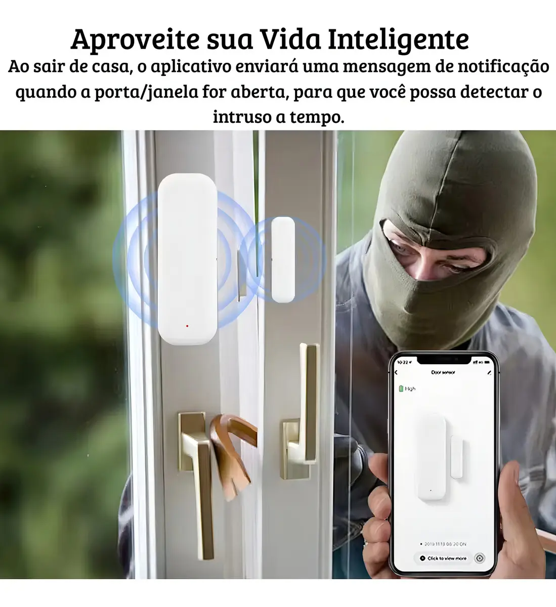Sensor De Porta Janela Wi-Fi Inteligente Tuya Smart Alarme Jwcom Smart - SA-SP011 - Imagem 4