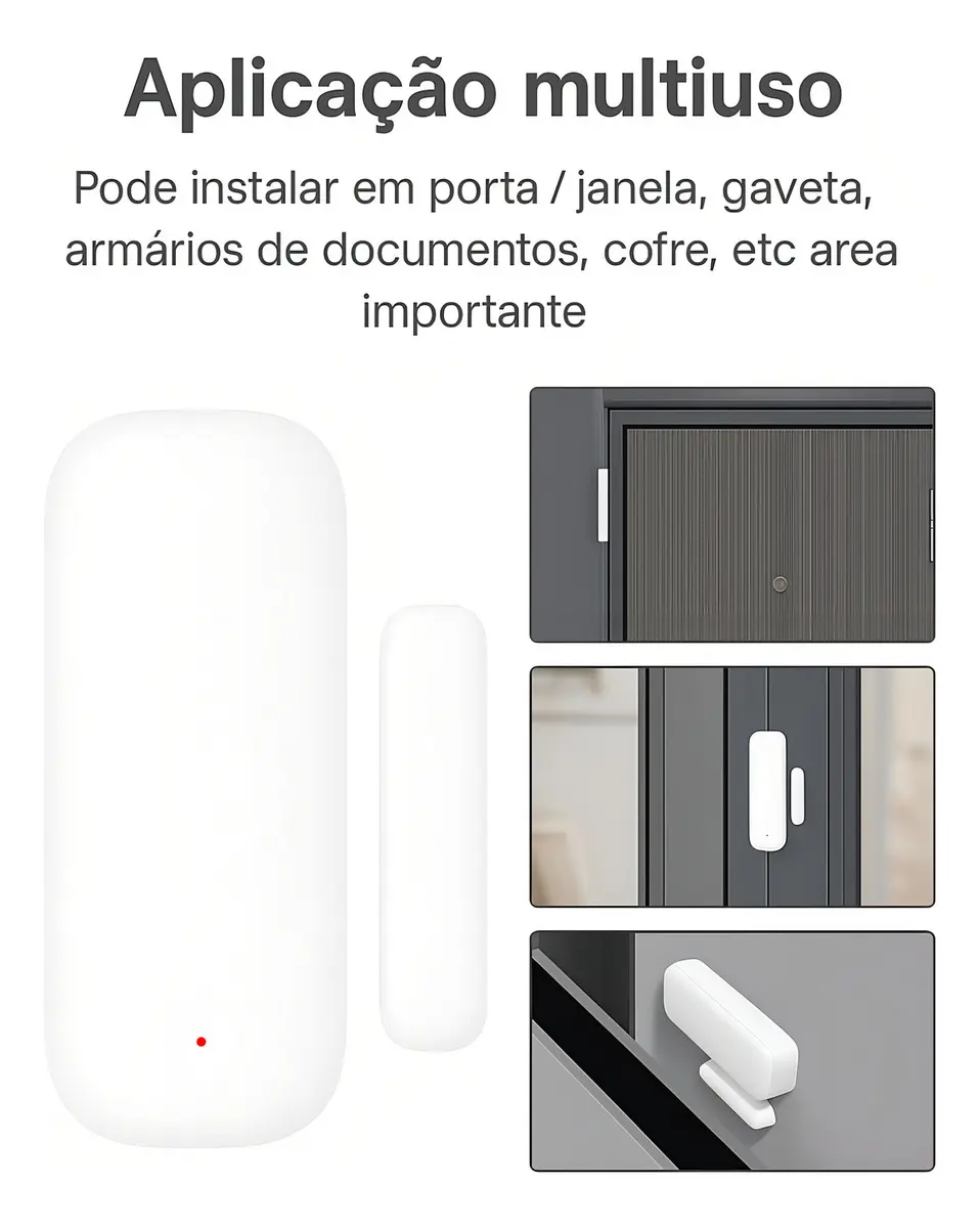 Sensor De Porta Janela Wi-Fi Inteligente Tuya Smart Alarme Jwcom Smart - SA-SP011 - Imagem 6